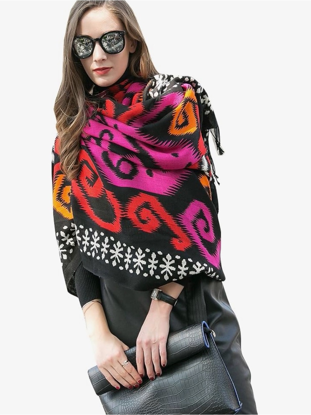DANA XU 100% Merino Wool Extra Large Pashmina Shawl for Women 96"x43"